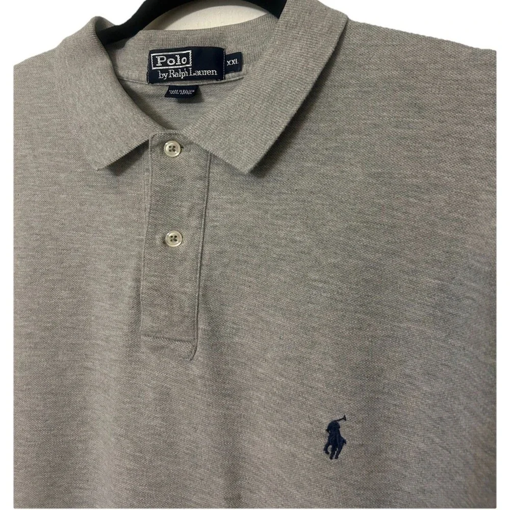 Polo Ralph Lauren Men's 2XL Gray Classic Fit Pony Long Sleeve Polo Casual Shirt